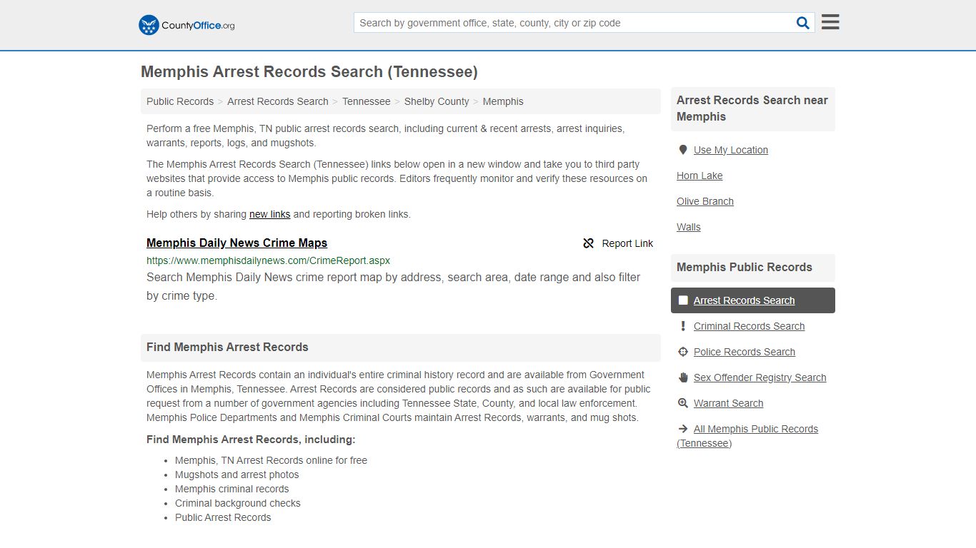 Arrest Records Search - Memphis, TN (Arrests & Mugshots) - County Office
